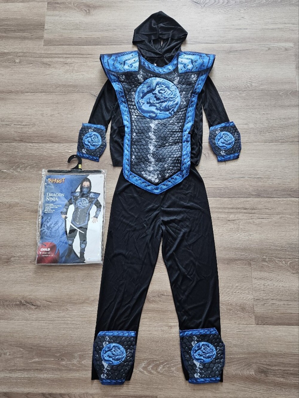 Dragon Ninja Kids Black and Blue Costume Size M